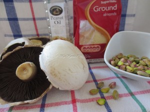 Pieczarki pod migdałowo pistacjową pierzynką-składniki